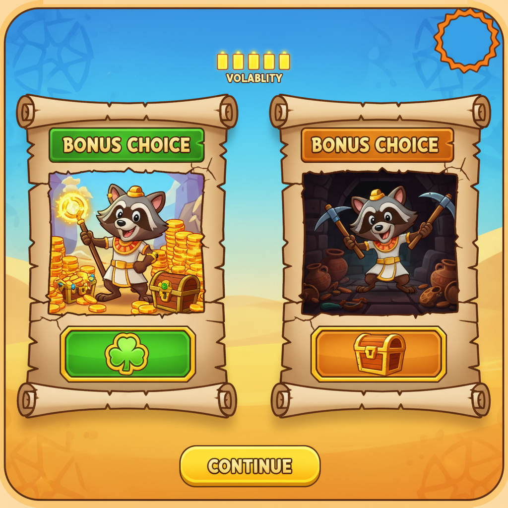 Le Pharaoh Bonus Choice Auswahlbildschirm zwischen zwei Bonusrunden