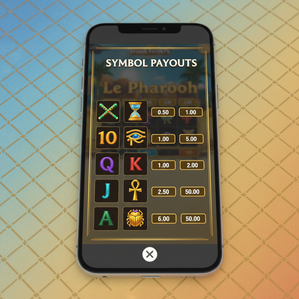Le Pharaoh - Auszahlungstabelle auf dem Smartphone
