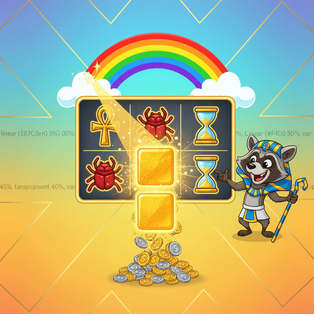 Le Pharaoh Sticky Wins Mechanik: Gewinnende Symbole verwandeln sich in Goldene Quadrate, die durch ein Regenbogen-Symbol in Münzen umgewandelt werden