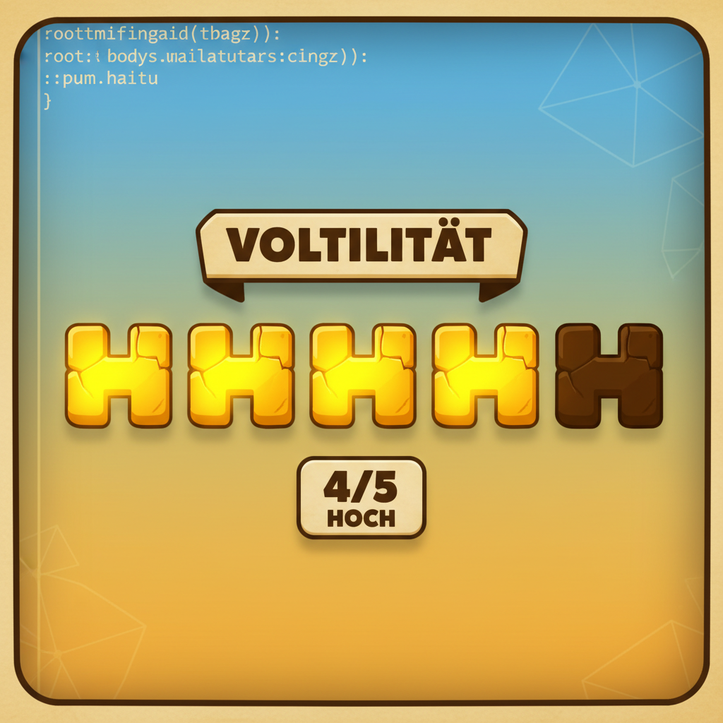 Le Pharaoh Volatilitätsmesser mit vier von fünf ausgefüllten H-Symbolen, der eine hohe Volatilität von 4/5 anzeigt